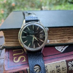 Rare Citizen Watch ( Citizen Alarm Date, Parawater, ALDS51301a-y Watch, vintage black dial, 1960s, Mens manuel e winding watch