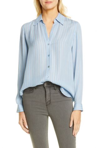 Nina Stripe Silk Blouse