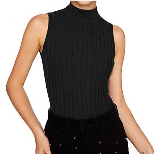High Neck Ribbed  Tank Tops