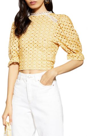 Yellow Broderie Top