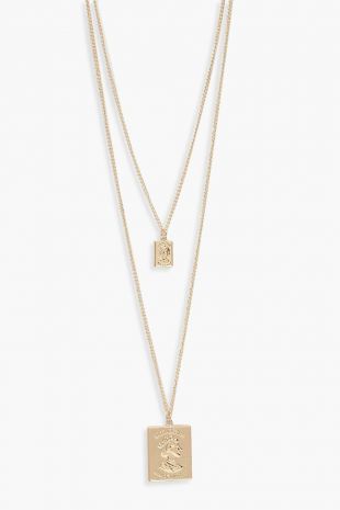 Double Square Layered Necklace | Boohoo UK