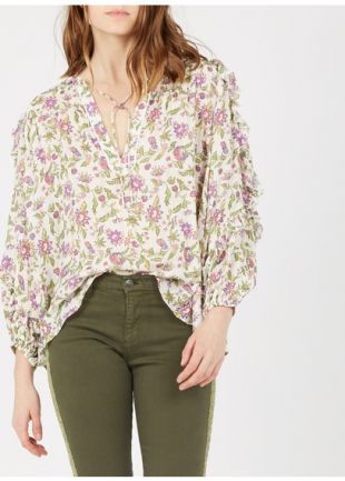 TOP COL TUNISIEN AVEC VOLANTS IMPRIMÉ  BAYSIDE PRINT