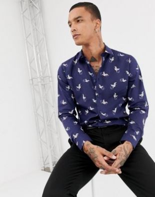 Slim Fit Bird Print Shirt