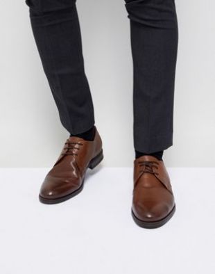 Jack & Jones Premium leather derby shoes in brown | ASOS