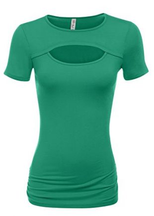 simlu - Emerald Tops for Women Sexy Keyhole Tops Side Ruched Top Green ...