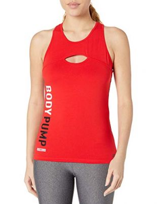 Reebok Les Mills Bodypump Solid Tank Camiseta de Tirantes Anchos, Rojo Primal, Large para Mujer