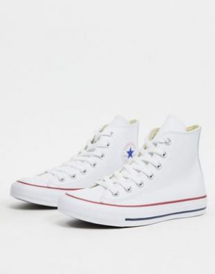 Converse Chuck Taylor All Star Hi White Leather Sneakers | ASOS