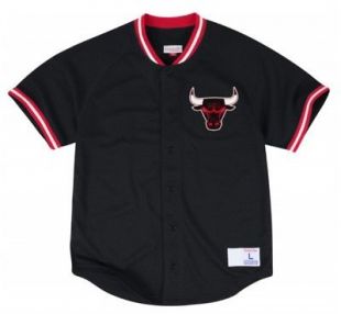 New Black Chicago Bulls Mitchell & Ness NBA Men's Mesh Button Down Jersey Shirt  | eBay