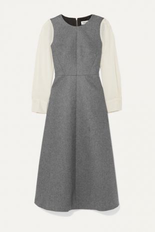 Tilda Two-tone Wool-blend Midi Dress