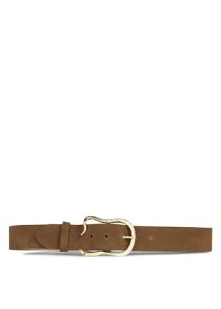 CEINTURE À BOUCLE EN CUIR KAKI/BRASS GOLD  - CRÉATEURS | Place des Tendances