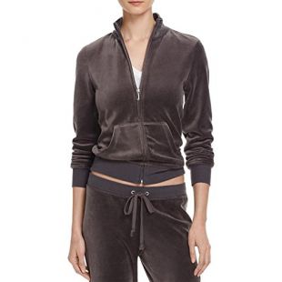 Juicy Couture Black Label Robertson Velour Zip Track Jacket - Grey - X-Small