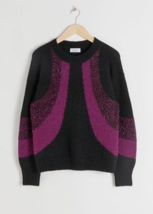 Glitter Colour Block Wool Blend Sweater