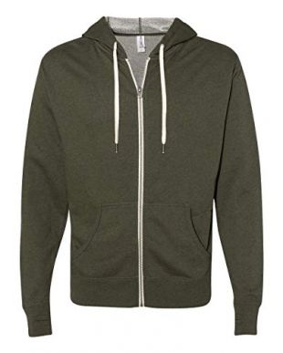 Independent Trading Co. PRM90HTZ Unisex French Terry Heathered Hooded Full-Zip Sweatshirt Olive Heather L