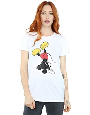 Disney - Women's Mickey Mouse Upside Down Boyfriend Fit T-Shirt