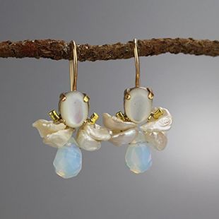 High End Handmade Delicate Pearl Bridal Drop Earrings, Small Pearl Wedding Earrings