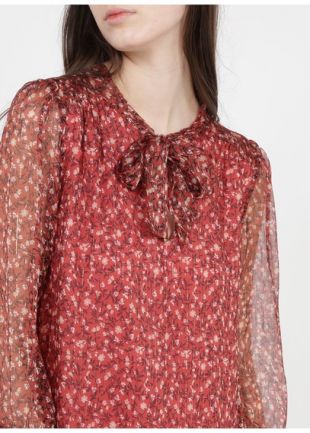 ROBE COURTE COL ROND IMPRIMÉ FLORAL ROSE
