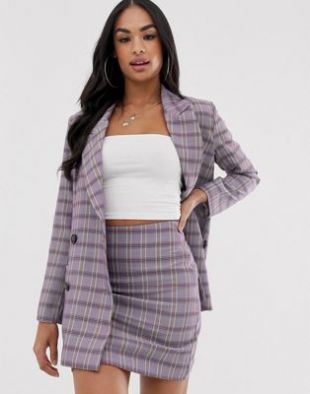 Suit Blazer in Purple Check