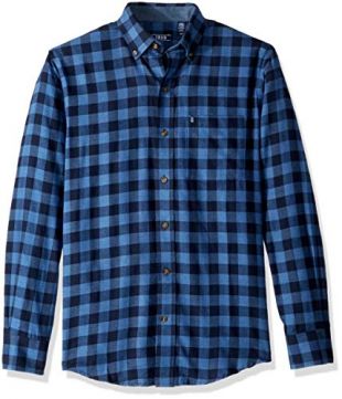 IZOD Men's Flannel Long Sleeve Shirt, Cobalt Blue, Large