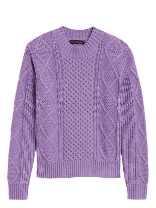 Purple Cable-Knit Sweater