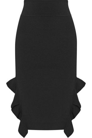 Opening Ceremony - Black Ruffle-trimmed stretch-knit skirt