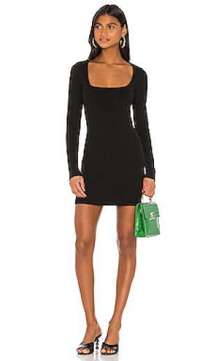 Black Scoop Neck Mini Dress