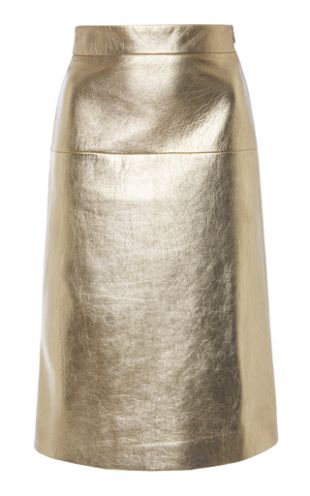Metallic High-Rise Knee-Length Skirt
