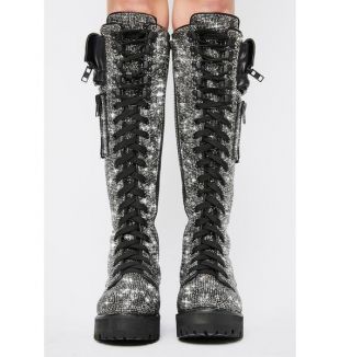 Icy bling brigade outlet pocket combat boots