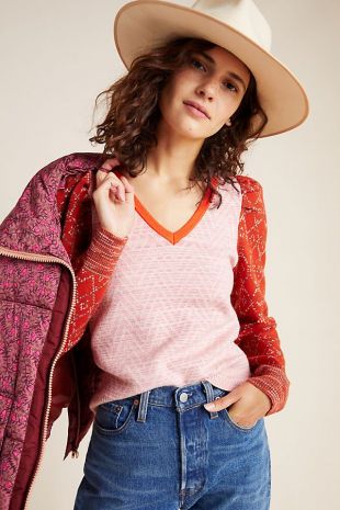 Red Puff Sleeved Sweater