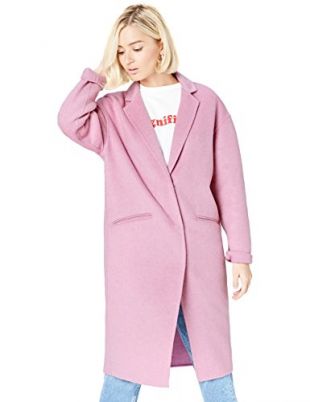Women's Lightweight Coat in a Wool Blend with Drop Shoulder Single Breasted Long Sleeve
