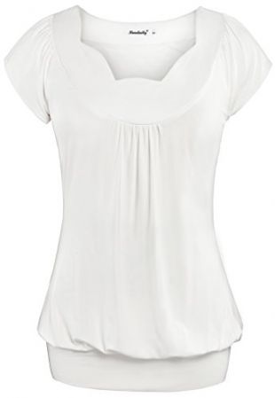 White Blouse for Women Short Sleeve, Ninedialy Elegant Summer Business Casual Office Blouse for Juniors Band Bottom Shirt Loose Tunic Blouse Daily Party Tops Ladies Classy Fit 2XL