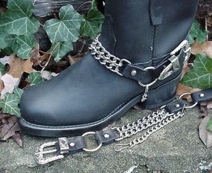 Bracelets Chaînes Bottes En Cuir Marron - Boucle Argent - Neufs USA