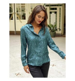 Chemise 100% soie LOVE BIRD VERT