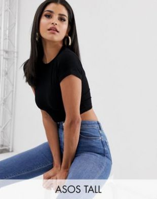 ASOS DESIGN Tall short sleeve crop t-shirt in black | ASOS