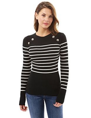 Black Crewneck Striped  Sweater