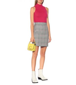 Check cotton-blend miniskirt