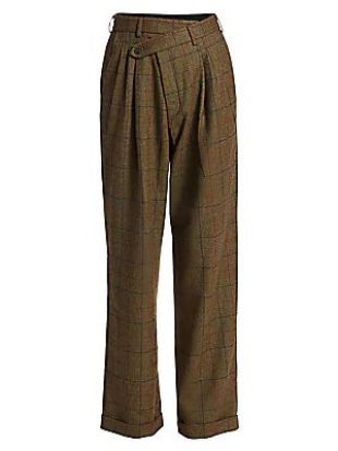 Plaid Wool Crossover Trousers