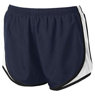 Clothe Co. Ladies Moisture Wicking Sport Running Shorts, True Navy/White/Black, M