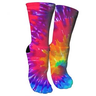 Colorful Tie Dye Cotton Performance Cushion Sport Athletic Novelty Crew Socks With Moisture Wicking