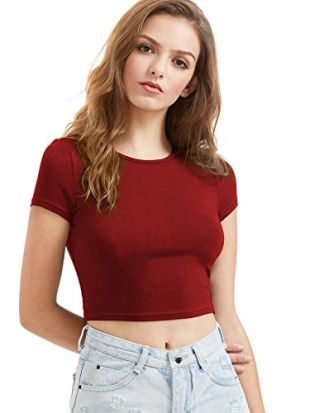 Sweatyrocks - SweatyRocks Women's Basic Short Sleeve Scoop Neck Crop ...