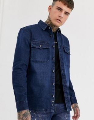 Celio - Chemise fonctionnelle en jean - Bleu moyen | ASOS