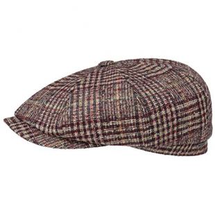 Stetson Hatteras Wool Plaid Flat Cap Men Dark red 7