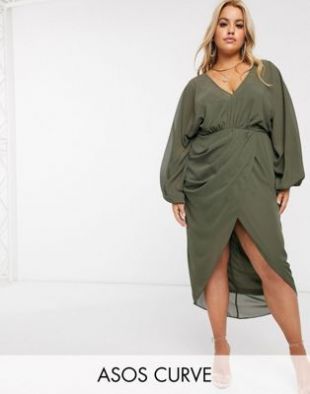 Blouson Sleeve Midi Dress