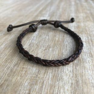Key West Braided Bracelet Unisex Dark Brown Braided Bolo Bracelet en cuir