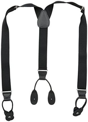 Stacy Adams Men's Button On Suspenders, Black, One Size