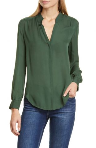 Bianca Band Collar Silk Blouse