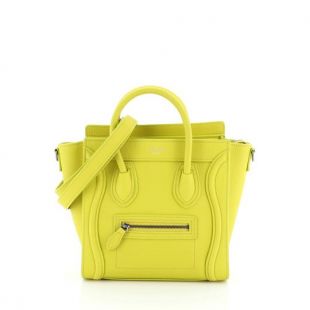 Luggage Handbag Grainy Nano Yellow Leather