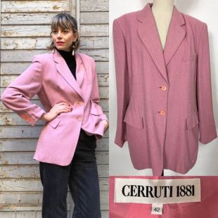 Blazer CERUTTI des années 1990, blazer vintage Designer, blazer rose, blazer oversize, blazer en soie, veste printemps, veste d'été.