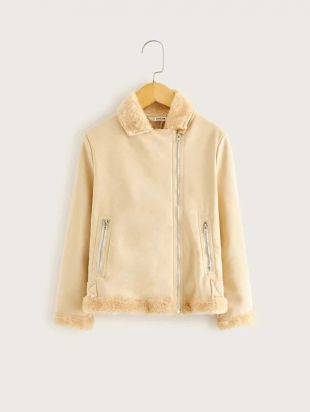 White Sherpa Biker Jacket