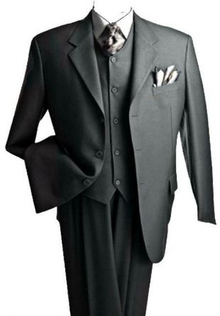Mens 3 pièce anthracite gris trois pièces costume costume acquis plissée pantalon
