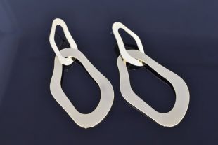 Boucles d’oreilles géométriques, EI - 26G, 1paire, 16K or plaqué en laiton brillant, dans l’ensemble 72mm de long, épaisseur 0,8 mm, nickelage libre (palladium)